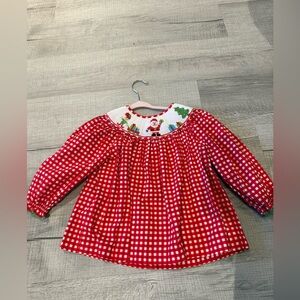 Girls' Red Gingham Santa Smocked Top Size 4